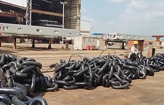 北京猎鹰集团2022年6月8日100吨102毫米船用锚链CCS 卸扣到上海指定船厂